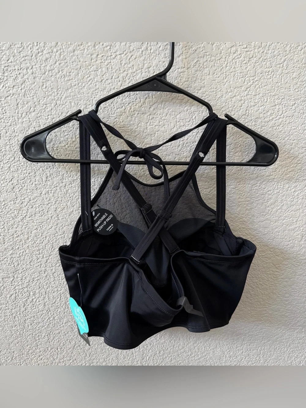 Torrid Vixen Size 1X Black Push Up High Neck Mesh Underwire Halter Swim Top
